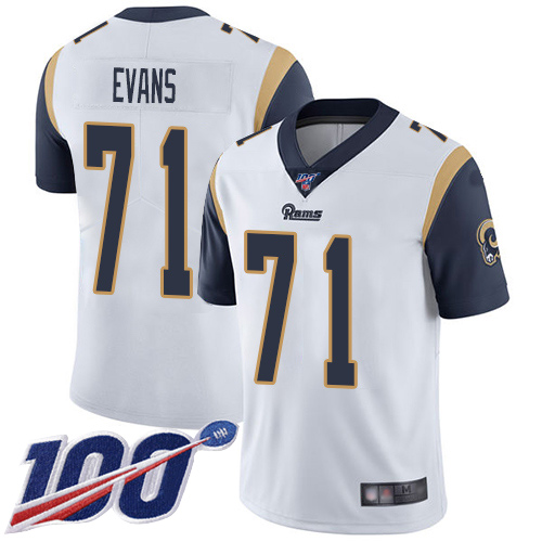Los Angeles Rams Limited White Men Bobby Evans Road Jersey NFL Football #71 100th Season Vapor Untouchable